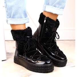 Filippon naisten lumilaskengät turkista, mustalla lakatulla turkilla 3