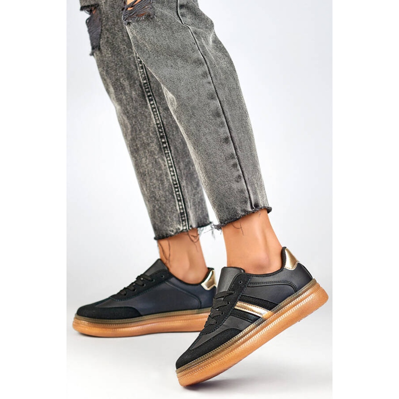 Naisten urheilukengät paksulla pohjalla, musta A185B beige 2