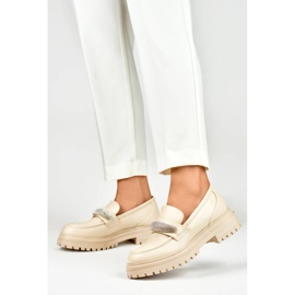Naisten loaferit strassit, beige 7961BE 2