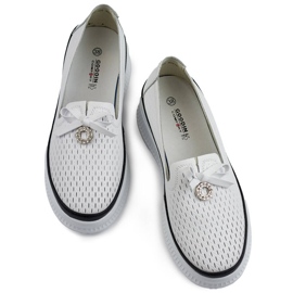 Goodin Naisten nahkaiset harjakattoiset kengät paksulla pohjalla, valkoinen GD-XF-103W 1