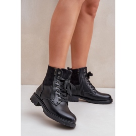 Eristetyt tasakorkoiset saappaat, Eco-nahka, musta 2