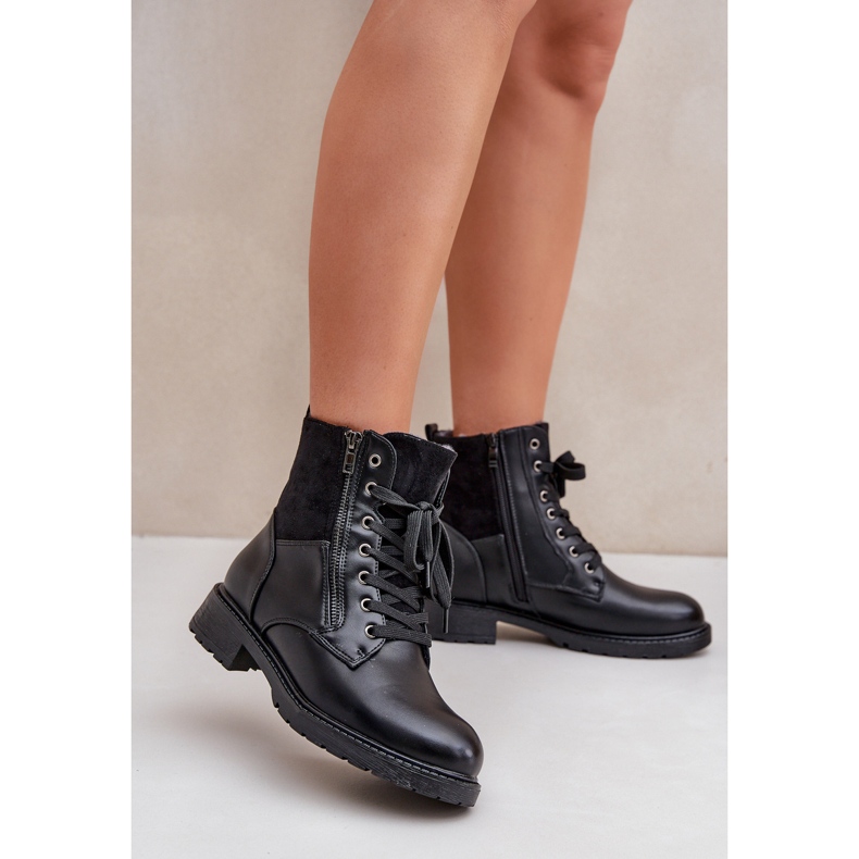 Eristetyt tasakorkoiset saappaat, Eco-nahka, musta 2