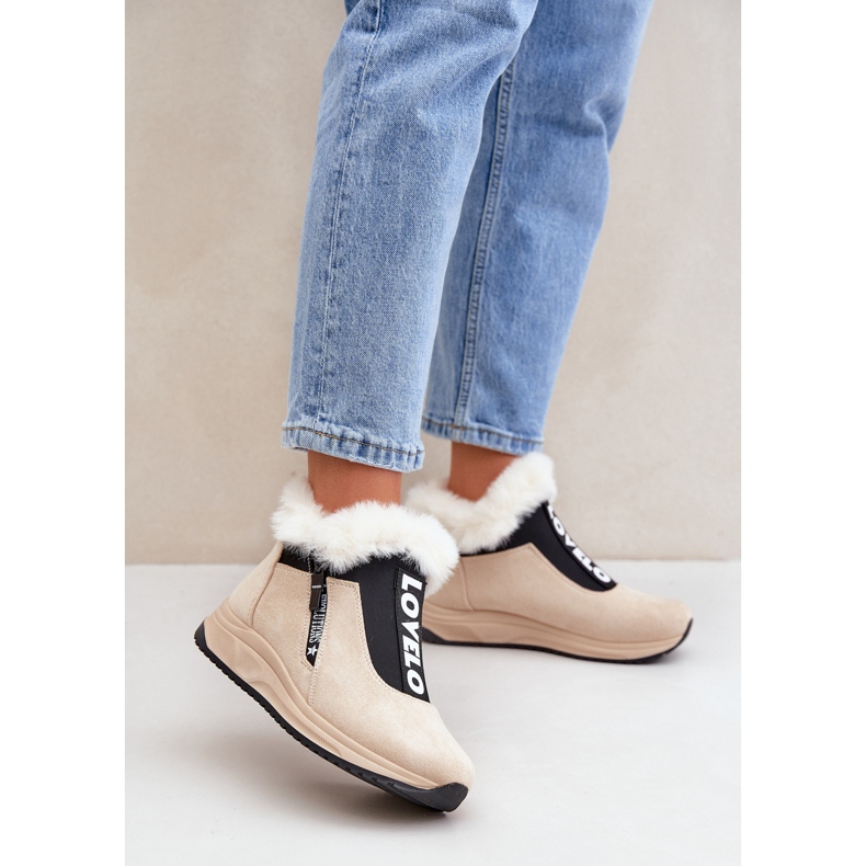 Naisten nilkkurit turkisella, beige 1