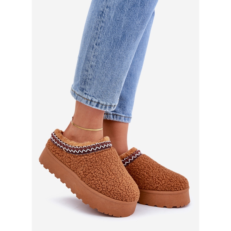 Camel Sheepskin Platform lumisaappaat turkista ruskea 1