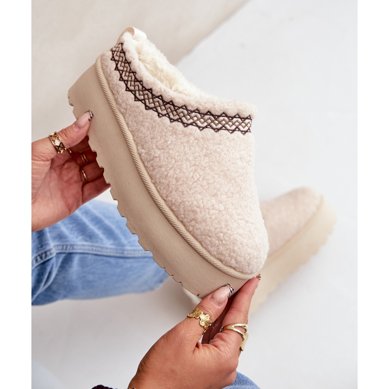 Vaalean beige Leaniella Sheepskin Platform lumisaappaat turkisella 2