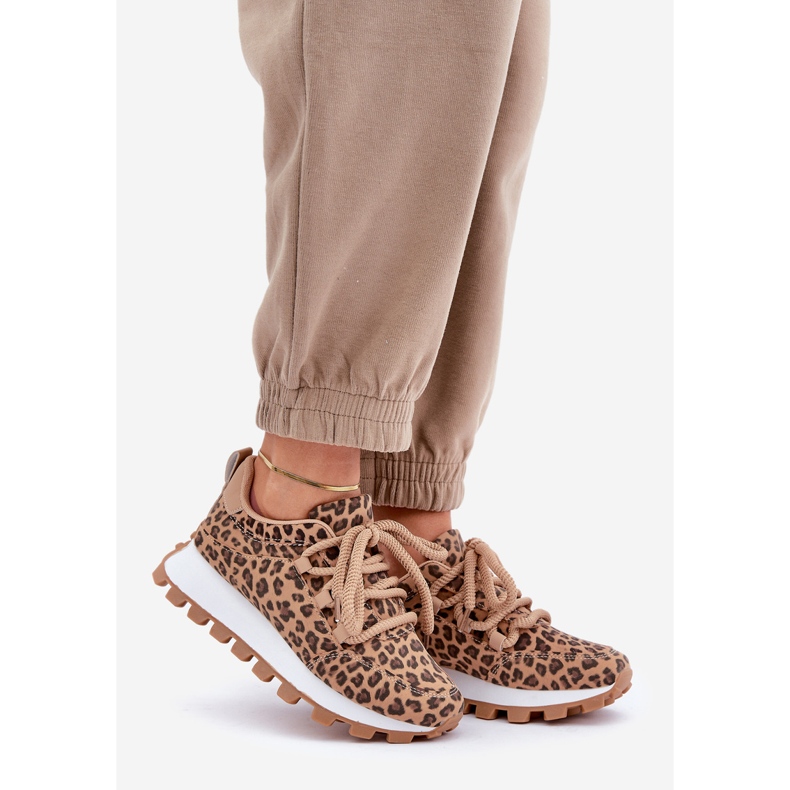 Ruskeat Leopard Sneakers Platform urheilukengät beige 1