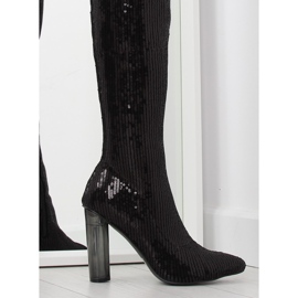 Mustat paljetteiset reisisaappaat AE55P mustat 1