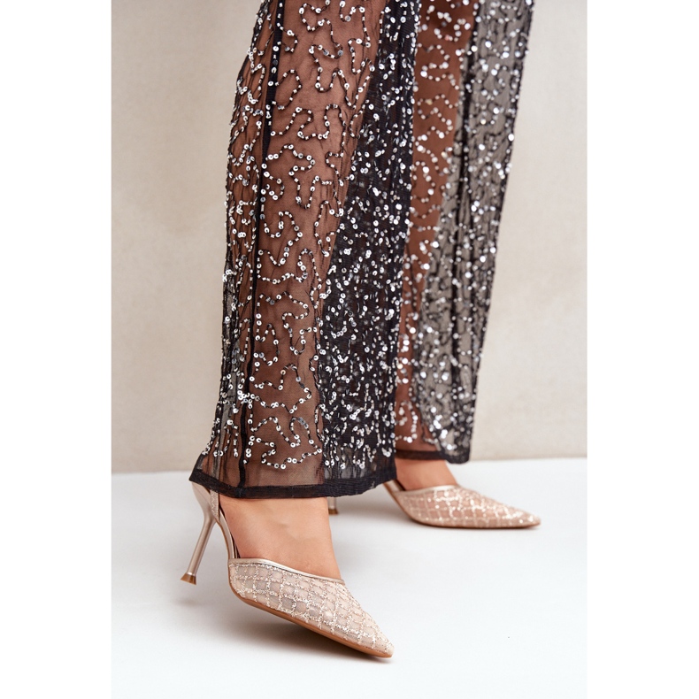 Korkokengät, joissa avokorko koristeltu kulta glitterillä kultainen 2