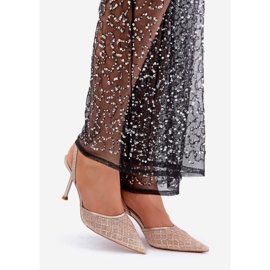 Korkokengät, joissa avokorko koristeltu kulta glitterillä kultainen 1