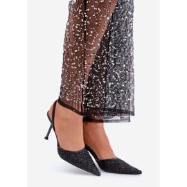 Mustalla glitterillä koristeltu avokorkokengät 1