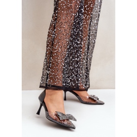 Koristeelliset korkokengät rusetilla, mustat 2