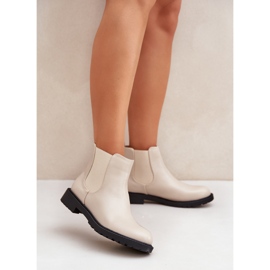 Naisten Chelsea-saappaat litteällä kantapäällä, beige 2