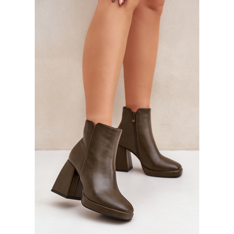 Eco-nahkaiset korkeakorkoiset nilkkurit, tummanvihreä 1