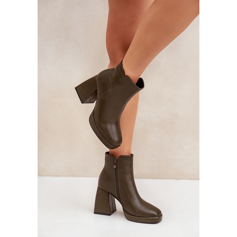 Eco-nahkaiset korkeakorkoiset nilkkurit, tummanvihreä 2