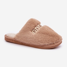 Naisten tossut turkisella ja tekstillä beige 4
