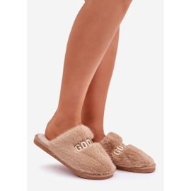 Naisten tossut turkisella ja tekstillä beige 1