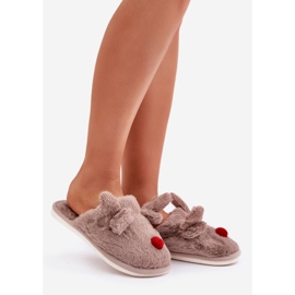 Naisten turkistossut, joissa on porokuvio, tumma beige 1