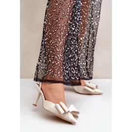 Step in style Tyylikkäät naisten kullanväriset korkokengät rusetilla kultainen 1