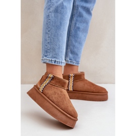 Naisten ruskeat mokkanahkaiset lumisaappaat 1