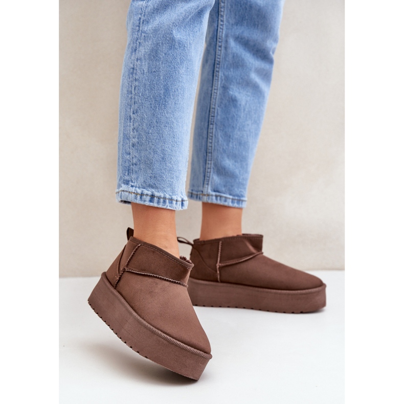 Naisten ruskeat mokkanahkaiset lumisaappaat 1