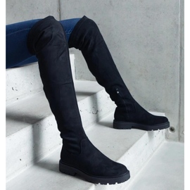 Tromi - Solean mustat pitkät saappaat tasaisella pohjalla 2