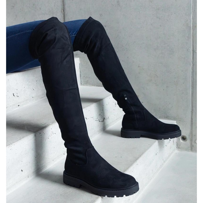 Tromi - Solean mustat pitkät saappaat tasaisella pohjalla 2