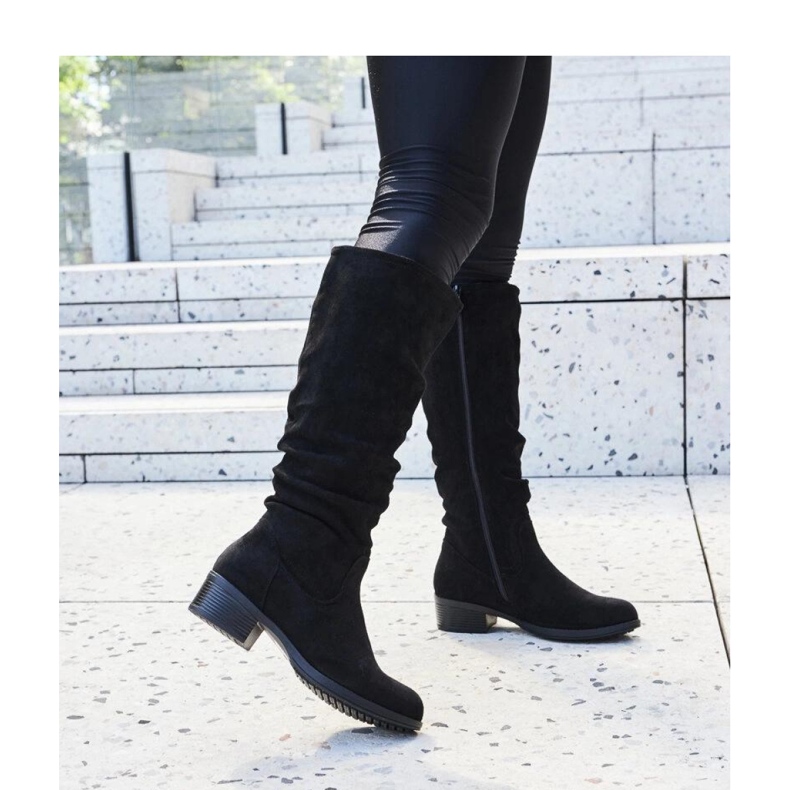 Mustat ryppyiset Angelicon eko-mokkanahkasaappaat - Solea 1