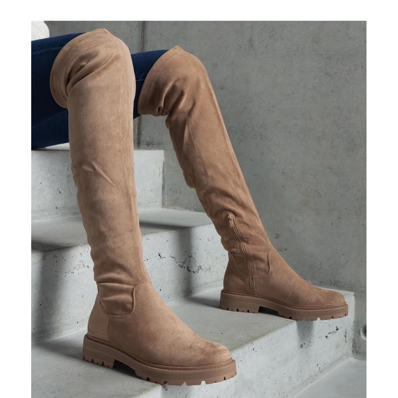 Tromi - Solean ruskeat pitkät saappaat tasaisella pohjalla 1