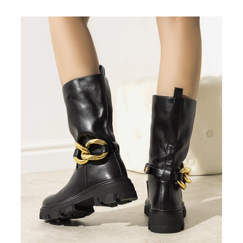 Mustat eristetyt saappaat ketjulla Harrison - Solea 1