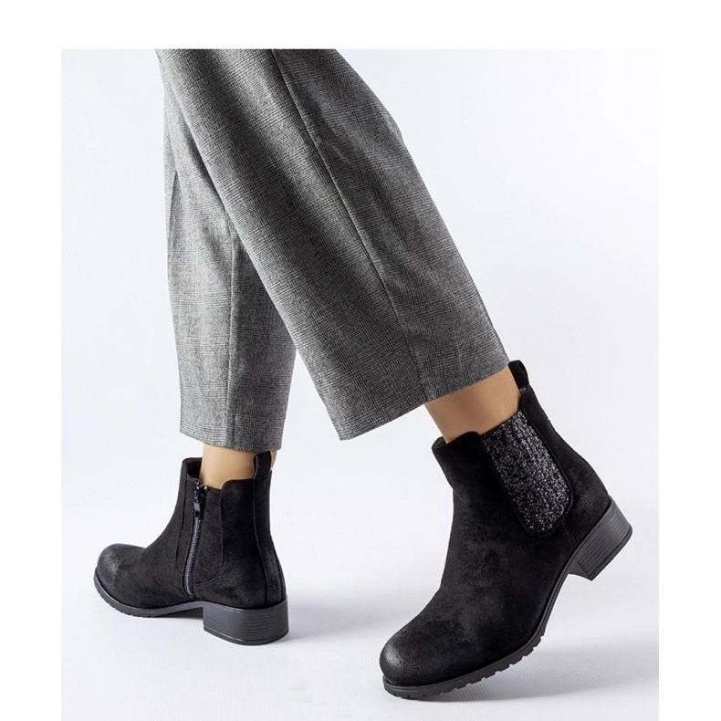 Mustat litteät nilkkurit koristeellisella sisäkkeellä by Arnoux - Solea 1