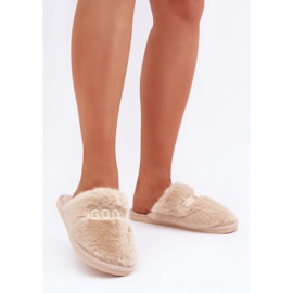 Naisten tossut pehmeästä turkista beige 1