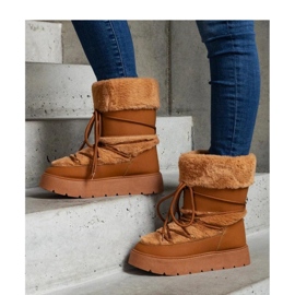 Ruskeat lämpöeristetyt lumisaappaat, joissa on turkki 1