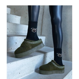 Platform lumikengät kirjailtu kuvio vihreä 1