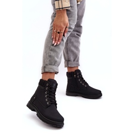 News Naisten Nahkaeristetyt Trappers Musta 4