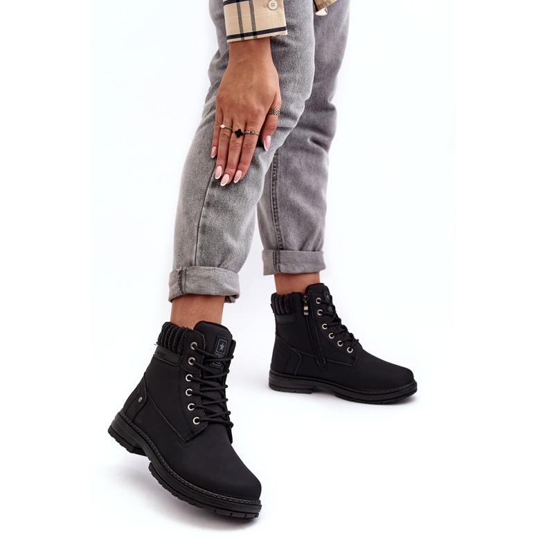 News Naisten Nahkaeristetyt Trappers Musta 4