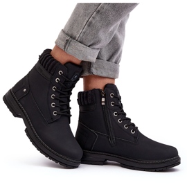 News Naisten Nahkaeristetyt Trappers Musta 7