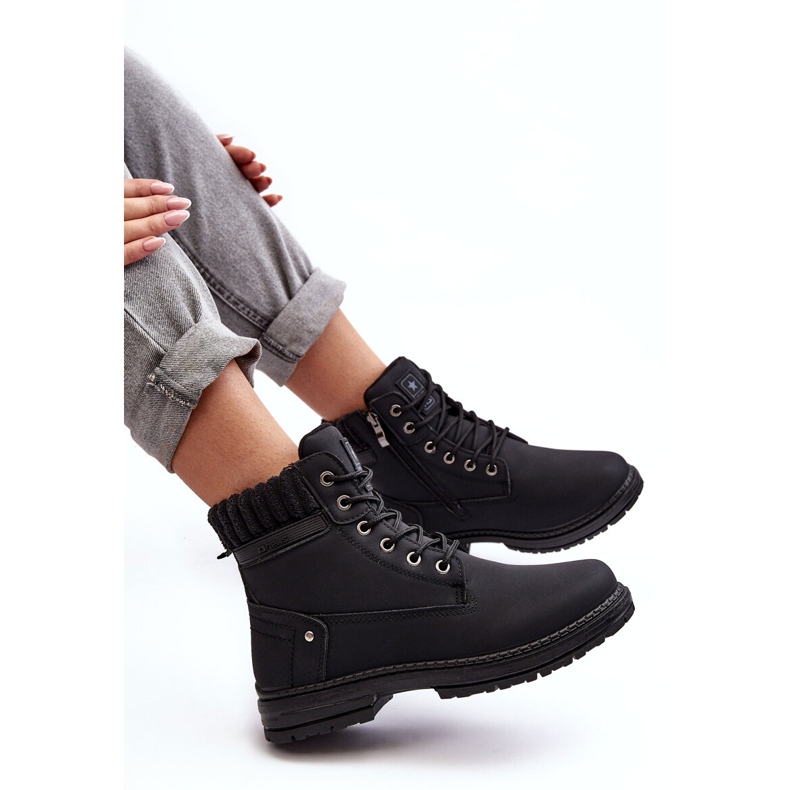 News Naisten Nahkaeristetyt Trappers Musta 5