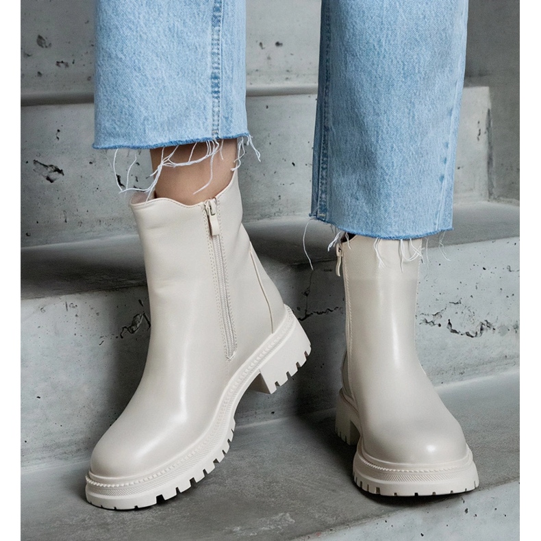 Beiget eristetyt nilkkurit vetoketjulla, ekologinen nahka 1