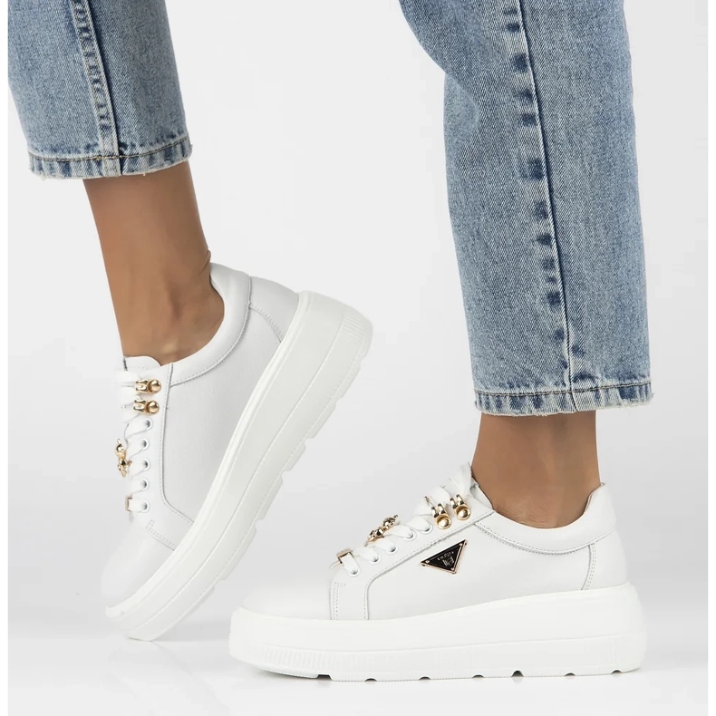 Filippo DP6382/24 Wh nahkaiset tennarit, valkoiset valkoinen 1