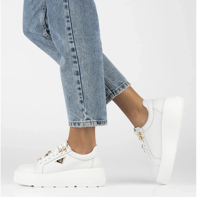 Filippo DP6382/24 Wh nahkaiset tennarit, valkoiset valkoinen 2