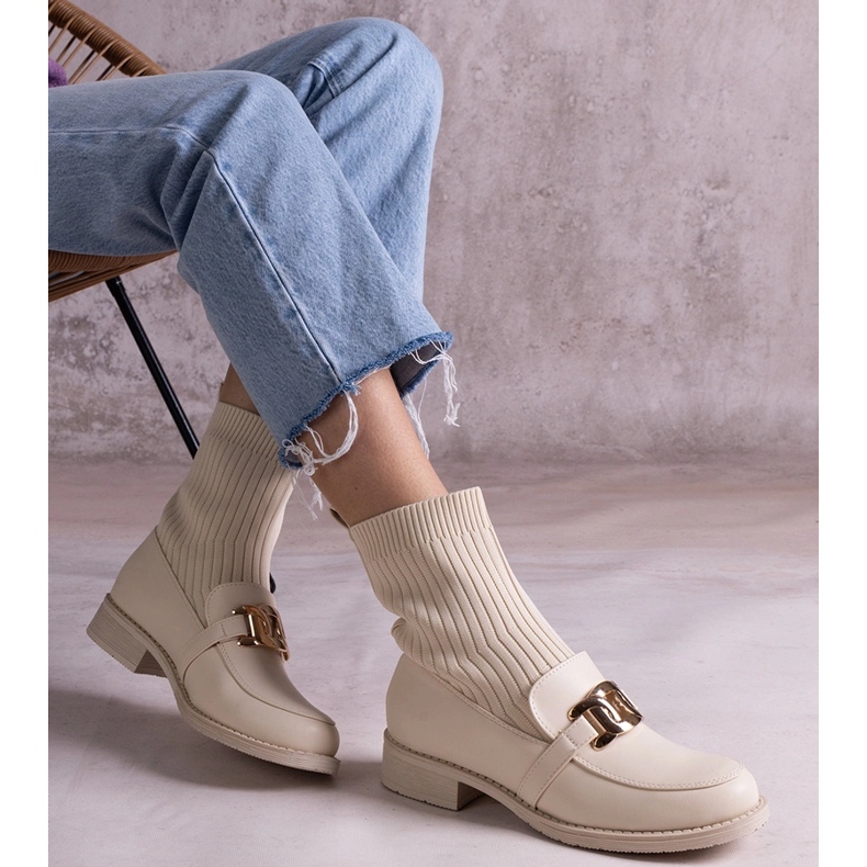 Beiget nilkkurit, joissa kangaspäällinen 2