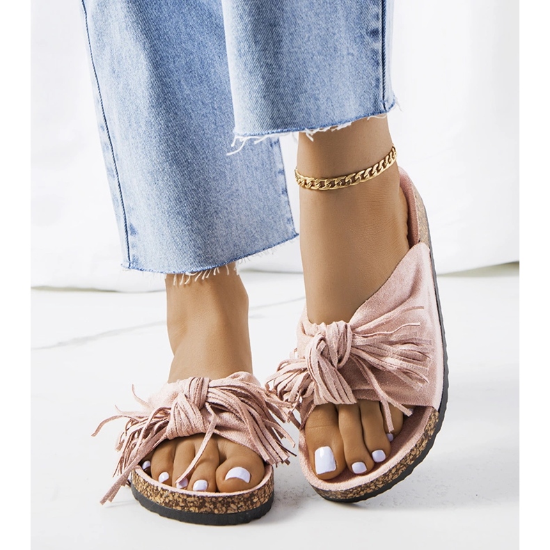 Naisten vaaleanpunaiset hapsuiset tossut vaaleanpunainen 1