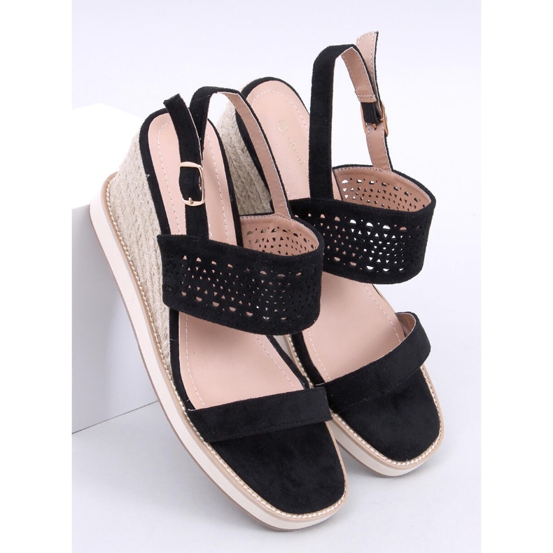 Mustat wedge espadrillesandaalit 1