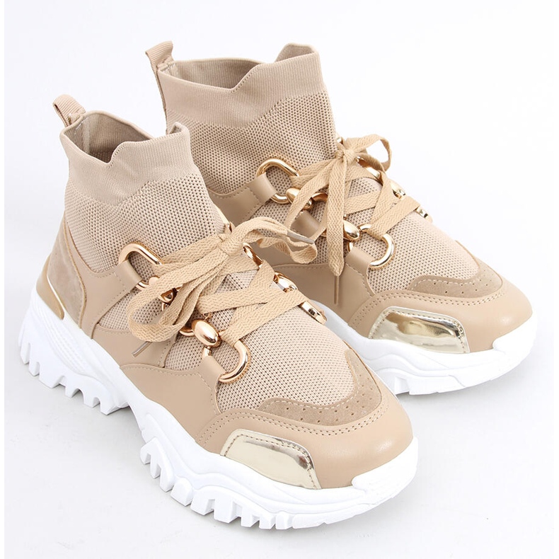 Sneaks -lenkkarit beige kuutioille/khaki kultaisilla koristeilla 1
