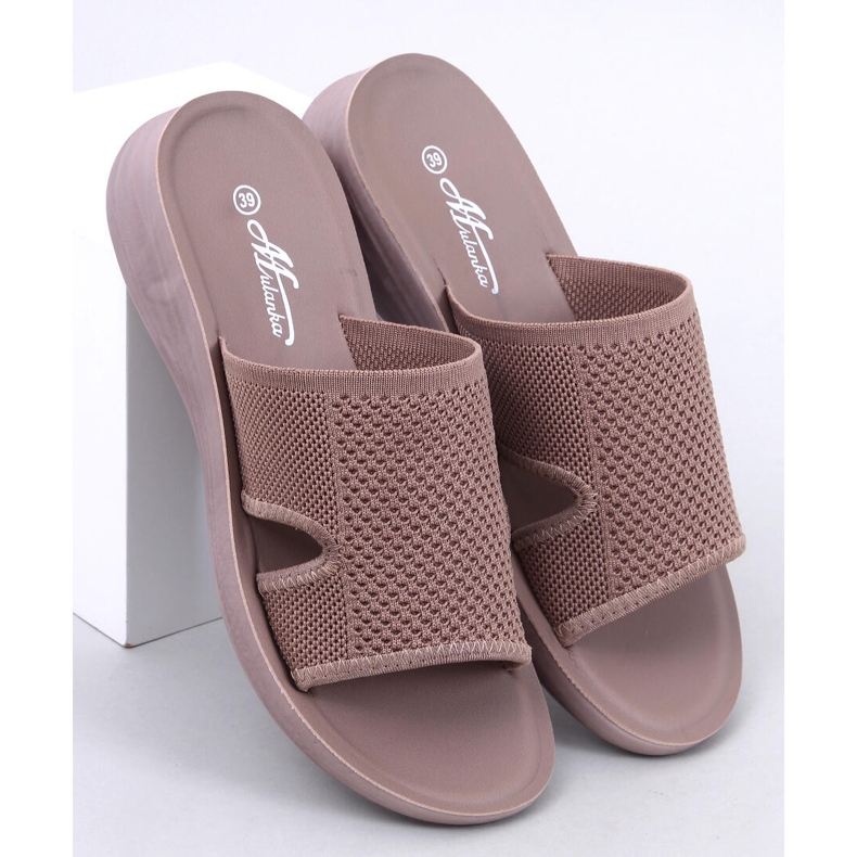 Naisten avoimet flip flops pehmeä khaki beige 1