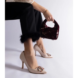 Beiget korkokengät, jotka on koristeltu värikkäillä zirkoneilla 1