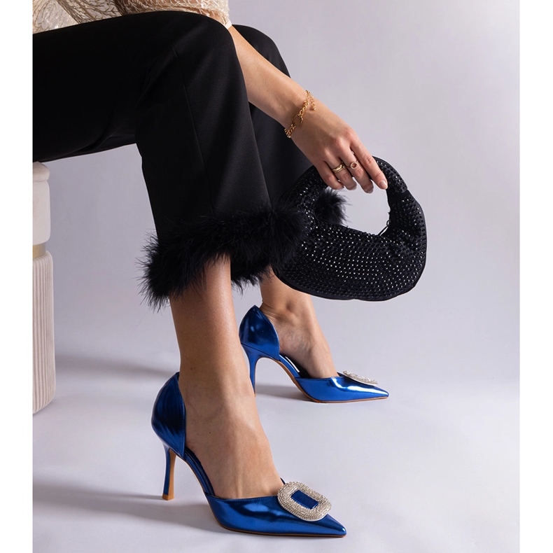 Siniset pinssit koristeltu zirkoneilla sininen 2