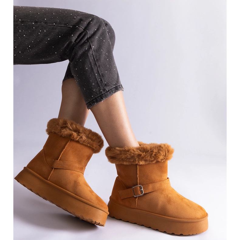 Ruskeat lämpöeristetyt lumisaappaat, joissa on turkki 2