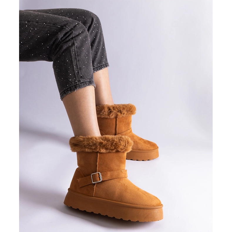 Ruskeat lämpöeristetyt lumisaappaat, joissa on turkki 1