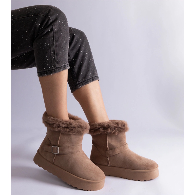 Ruskeat lämpöeristetyt lumisaappaat, joissa on turkki 2